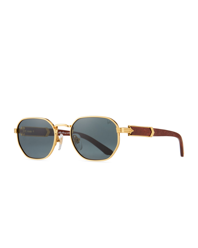 Vintage Frames Company Men's Atelier Mirage Woods 24k Gold Oval Sunglasses In Black/gold