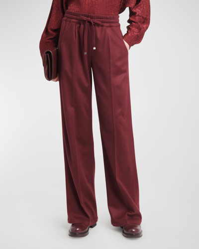 Kiton Plazzo Cashmere Wide-leg Pull-on Pants In Dk Red