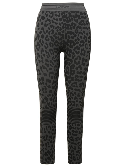 Ganni Leopard Leggings In Black