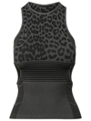 Ganni Leopard-jacquard Seamless Tank Top In Black