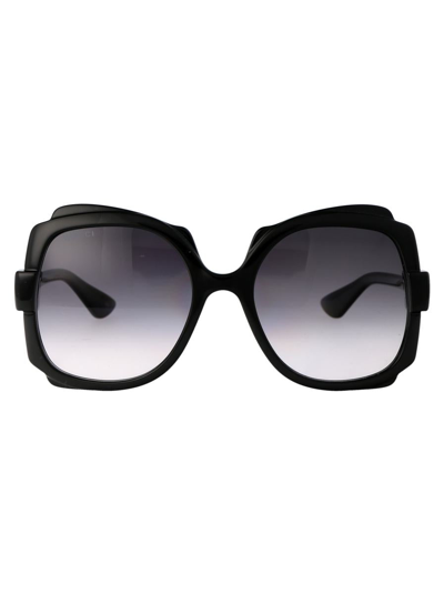 Gucci Gg1431s 001 Butterfly Sunglasses In Black Black Grey