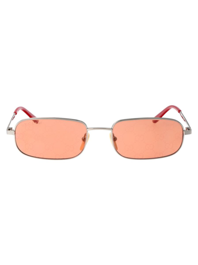 Gucci Sunglasses In 004 Silver Silver Red