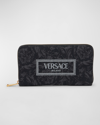 Versace Embroidered-logo Jacquard Wallet In Black