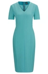 Hugo Boss V-neck Business Dress With Short Sleeves In Blue