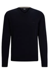 Hugo Boss V-neck Sweater In Cotton With Embroidered Logo