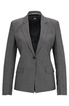 Hugo Boss Slim-fit Jacket In Italian Virgin-wool Sharkskin In Patterned