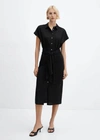 Mango Bow Shirt Dress Black