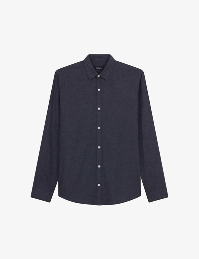 Balibaris Mens Night Shade Mercer Regular-fit Cotton-flannel Shirt In Blue