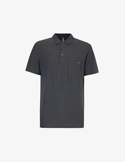 Vuori Mens Charcoal Ace Brand-plaque Recycled-polyester-blend Polo Shirt