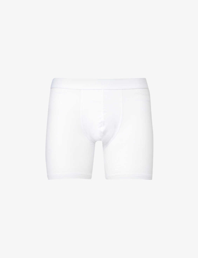 Sunspel Mens White Elasticated-waistband Stretch-cotton Trunks