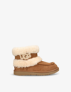 UGG UGG GIRLS BROWN KIDS ULTRA MINI FLUFF SUEDE ANKLE BOOTS 8-12 YEARS