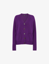 WHISTLES WHISTLES WOMEN'S PURPLE PATCH-POCKET RELAXED-FIT WOOL CARDIGAN