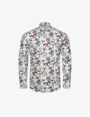 Eton Signature Floral-print Regular-fit Cotton-twill Shirt In Blue