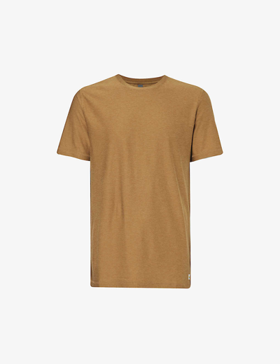 Vuori Mens Autumn Heather Strato Tech Brand-patch Stretch-jersey T-shirt In Tan