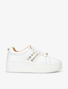 CARVELA CARVELA WOMENS WHITE PRECIOUS 2 STUD-EMBELLISHED LEATHER LOW-TOP TRAINERS