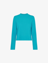 Whistles Womens Turquoise Fluted-sleeved Ribbed Knitted Jumper In Turquoise