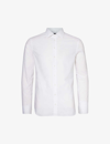 Giorgio Armani Band-collar Silk Shirt In Brillant White