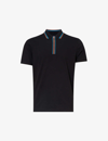 PS BY PAUL SMITH PS BY PAUL SMITH MEN'S BLACK STRIPED-TRIM HALF-ZIP REGULAR-FIT STRETCH-ORGANIC-COTTON PIQUÉ POLO SHI