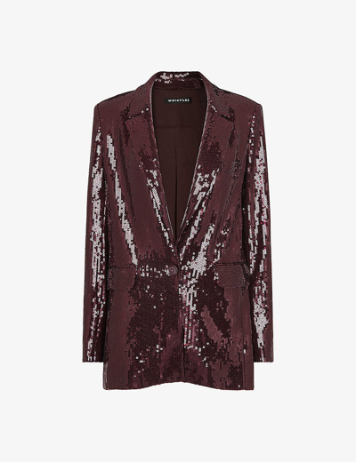 Whistles Misha Sequin-embellished Stretch-recycled Polyester Blazer In Plum/claret