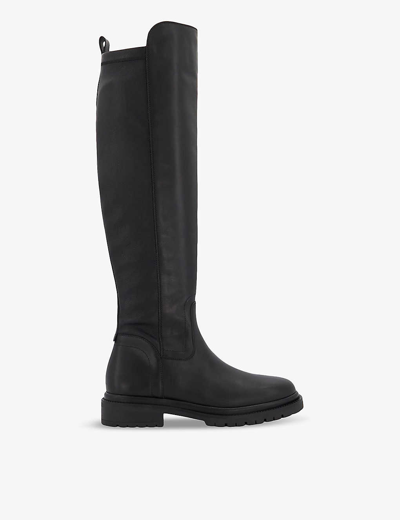 Dune Womens Black-leather Tempas Knee-high Leather Boots