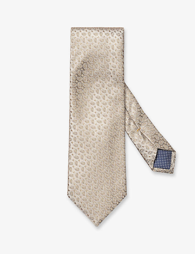 Eton Mens Beige Micro Paisley Graphic-pattern Silk Tie