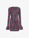 Rotate Birger Christensen Rosita Open-back Sequined Floral-print Chiffon Mini Dress In Multi