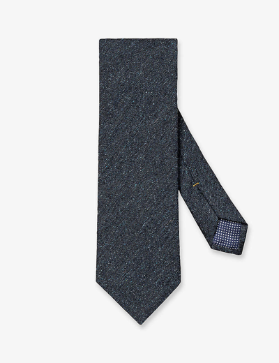 Eton Mens Navy Blue Classic Graphic-pattern Silk-blend Tie