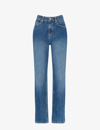 WHISTLES WHISTLES WOMENS BLUE FADED STRAIGHT-LEG HIGH-RISE JEANS