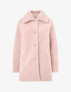 WHISTLES WHISTLES WOMEN'S PINK MIA SINGLE-BREASTED SHEARLING COAT