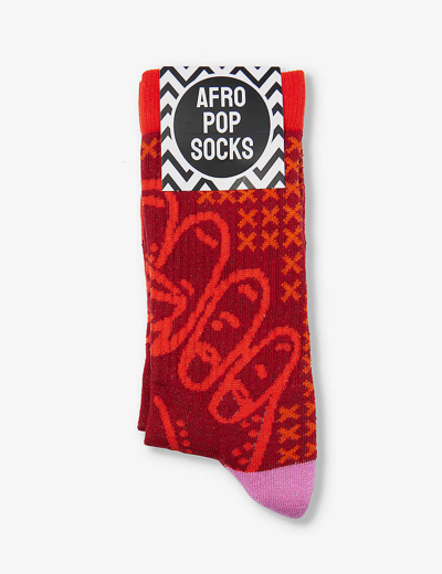 Afropop Socks Graphic-pattern Stretch-cotton Blend Socks In Exc / Bhm
