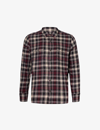 Paige Mens Onyx Cosmos Everett Checked Cotton-blend Shirt In Red