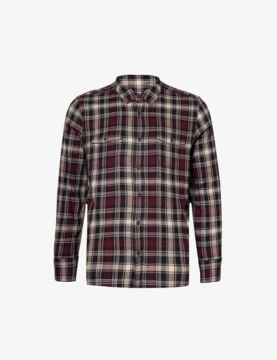 PAIGE PAIGE MEN'S ONYX COSMOS EVERETT CHECKED COTTON-BLEND SHIRT