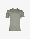 Zimmerli Mens Dark Sage 073 Sea Island Crew-neck Regular-fit Stretch-jersey T-shirt