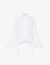 Noir Kei Ninomiya Womens White Adjustable-strap Flared-sleeve Cotton Shirt