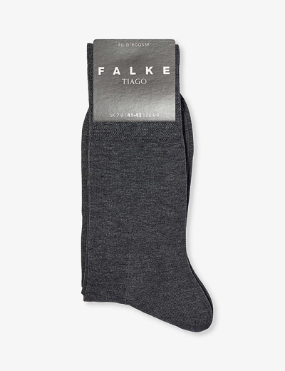 Falke Mens Anthracite Mel. Tiago Branded-sole Stretch-organic-cotton Blend Socks In Grey