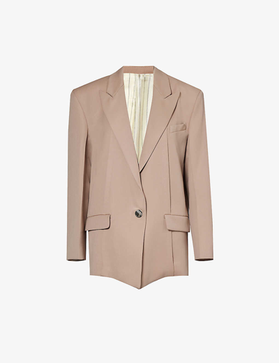 ATTICO ATTICO WOMEN'S BEIGE GLEN SINGLE-BREASTED WOOL BLAZER