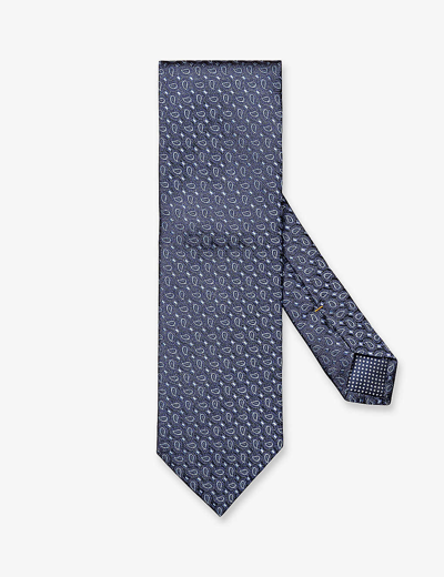 Eton Mens Navy Blue Micro Paisley Graphic-pattern Silk Tie