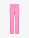 Desmond And Dempsey Womens Cerise Straight-leg Mid-rise Linen Trousers