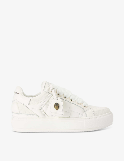 Kurt Geiger London Womens White Southbank Logo-tag Leather Low-top Trainers