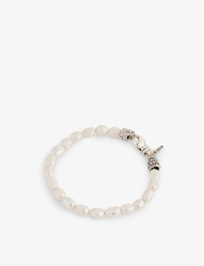 Emanuele Bicocchi Mens Silver Baroque Pearl-embellished 925 Sterling-silver And Baroque-pearl Bracel In Pearl,silver