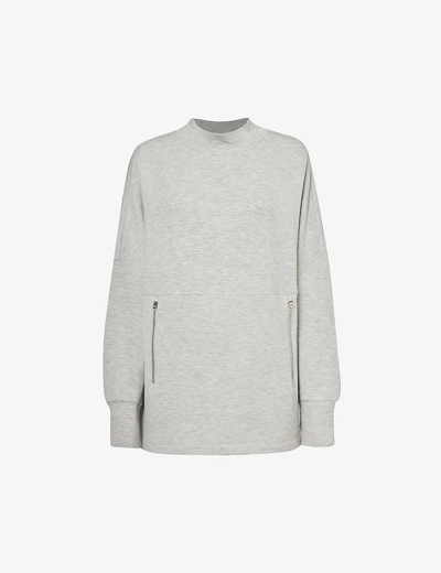 Varley Womens Grey Marl Bay High-neck Stretch-woven Sweatshirt