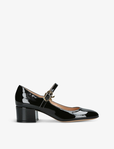 Gianvito Rossi Womens Black Mary Ribbon Vernice Patent-leather Heeled Courts