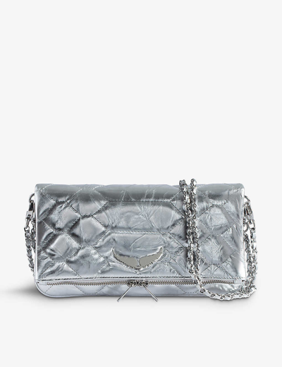 Zadig & Voltaire Zadig&voltaire Silver Rock Logo-charm Quilted Leather Clutch Bag
