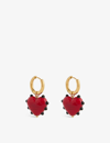 Sandralexandra Womens Red Milagros Heart 18ct Yellow Gold-plated Brass And Glass Earrings