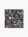 Eton Mens Navy Blue Floral-print Silk Pocket Square