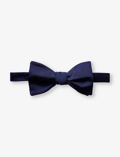 Eton Mens Navy Blue Self-tied Silk Bow Tie