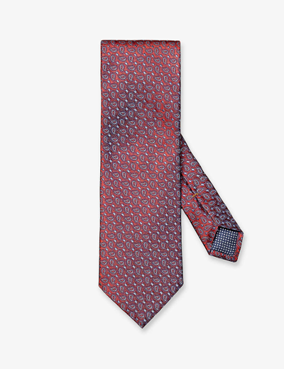 Eton Mens Red Micro Paisley Graphic-pattern Silk Tie