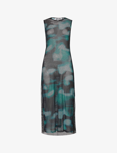 Amy Lynn Womens Green Crystal-embellished Slim-fit Woven Midi Dress