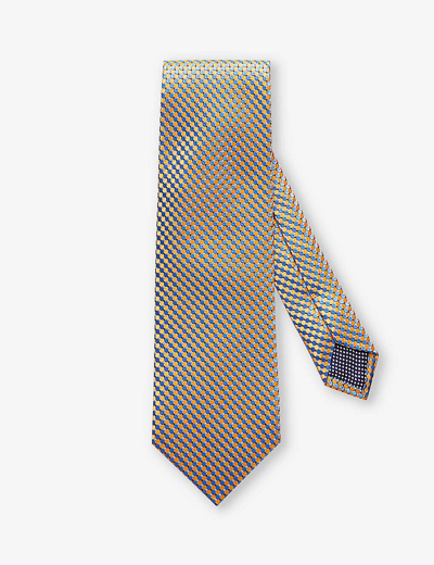 Eton Mens Orange Geometric-pattern Silk Tie