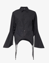 NOIR KEI NINOMIYA NOIR KEI NINOMIYA WOMEN'S BLACK ADJUSTABLE-STRAP FLARED-SLEEVE COTTON SHIRT